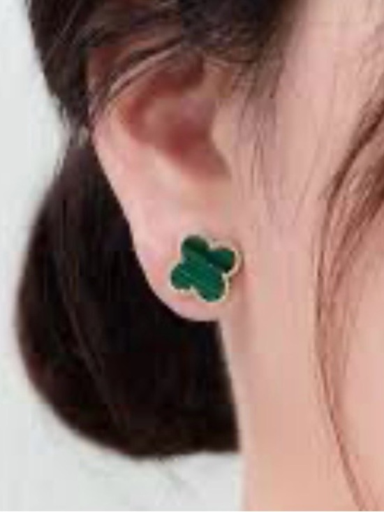 Donatello Gian Jewelry - NWT 6MM Green Malachite & 925 Sterling Silver Clover Stud Earrings